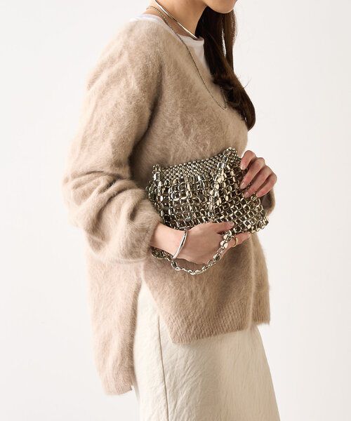 SHENERY ファーカシミヤ キーネックニット ベージュ SHENERY（シーナリー）の「【程よい抜け感/やわらかな肌ざわり】ファー