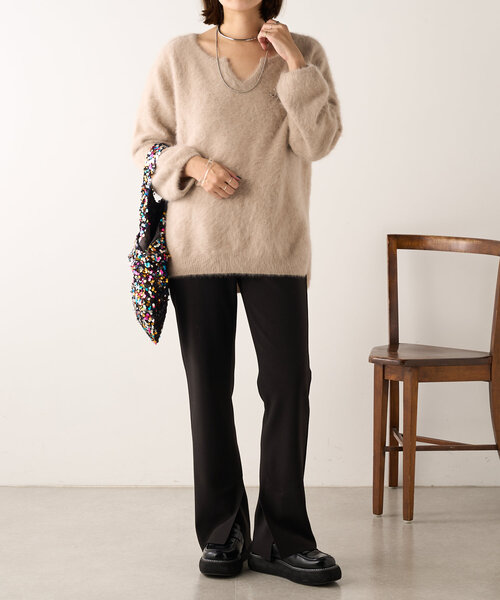 シーナリー　キーネックニット SHENERY（シーナリー）の「【程よい抜け感/やわらかな肌ざわり】ファー