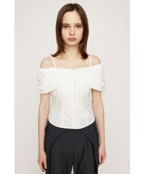 SLY（スライ）の「FRONT HOOK 2WAY SHOULDER BL フロント ホック 2ウェイ ショルダー ブラウス（シャツ/ブラウス・レディース・オフホワイト/ライトブラック・FREE）」の15枚目の写真