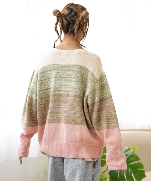 ROXY（ロキシー）の「ROXY/ロキシー ボーダー柄 セーター RSR244023（ニット/セーター・レディース・ブラック/ピンク系その他/オレンジ系その他・L/M）」の8枚目の写真