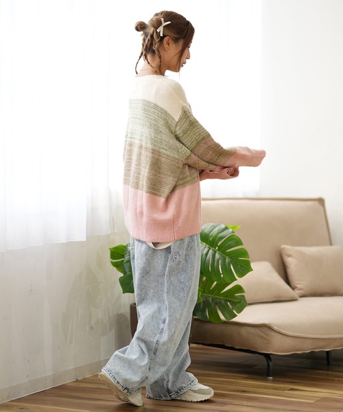 ROXY（ロキシー）の「ROXY/ロキシー ボーダー柄 セーター RSR244023（ニット/セーター・レディース・ブラック/ピンク系その他/オレンジ系その他・L/M）」の10枚目の写真