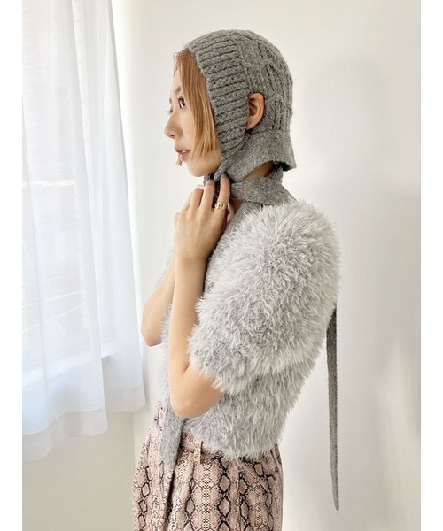 完売品　リリーブラウン　ニットクロシェボンネット帽　ミント LILY BROWN（リリーブラウン）の「ニットクロシェボンネット帽