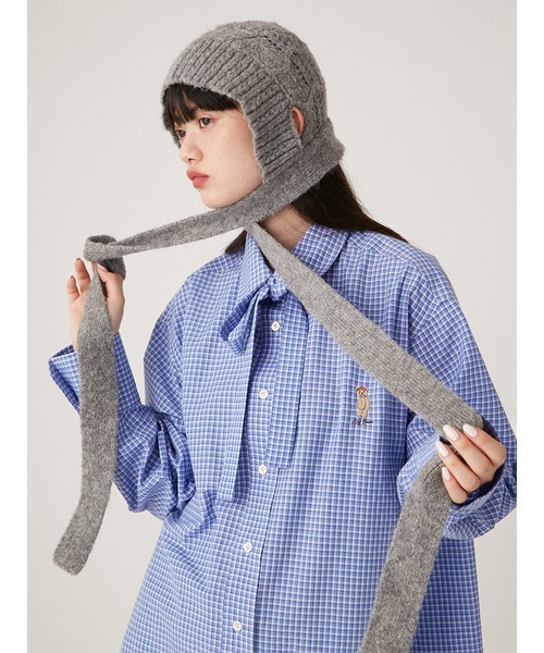 完売品　リリーブラウン　ニットクロシェボンネット帽　ミント LILY BROWN（リリーブラウン）の「ニットクロシェボンネット帽