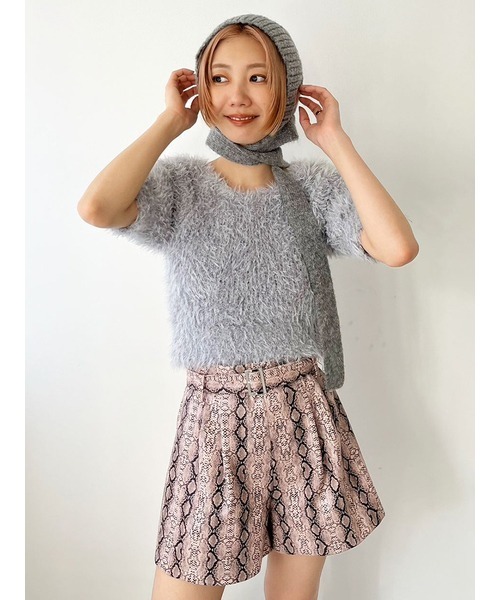 完売品　リリーブラウン　ニットクロシェボンネット帽　ミント LILY BROWN（リリーブラウン）の「ニットクロシェボンネット帽