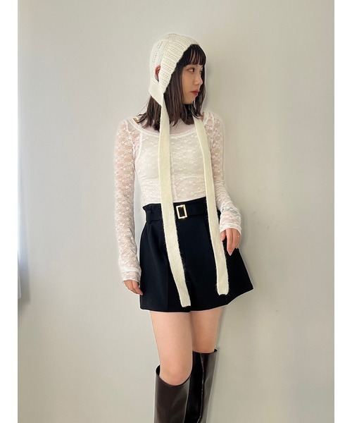 LILY BROWN(リリーブラウン)の「ニットクロシェボンネット帽(ニットキャップ/ビーニー・レディース・グレー/アイボリー/ミント・FREE)」の16枚目の写真