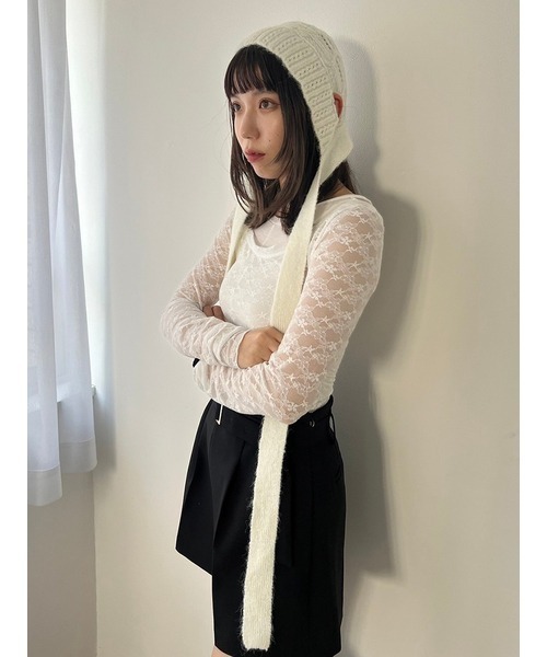 LILY BROWN（リリーブラウン）の「ニットクロシェボンネット帽