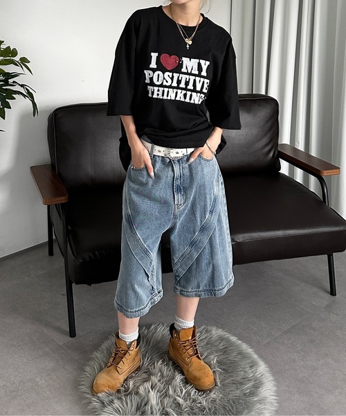 sedacle(セダクル)の「ILOVEチャームT(Tシャツ/カットソー・メンズ・ブラック/オフホワイト/ブルー・SMALL/MEDIUM/LARGE)」の18枚目の写真
