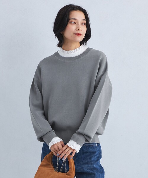 【新品同様】green label relaxingとマルゥのニット メッシュ クロップド 2WAY プルオーバー ニット -ウォッシャブル