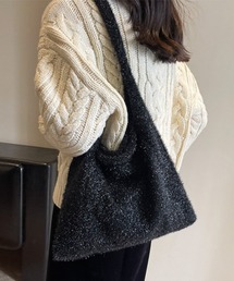 ニットトートバッグ ラメシャギー