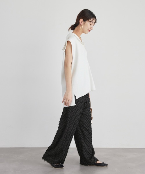 ROPE' PICNIC（ロペピクニック）の「フリンジジャガードパンツ（その他パンツ・レディース・ベージュ/ブラック・38/36）」の4枚目の写真