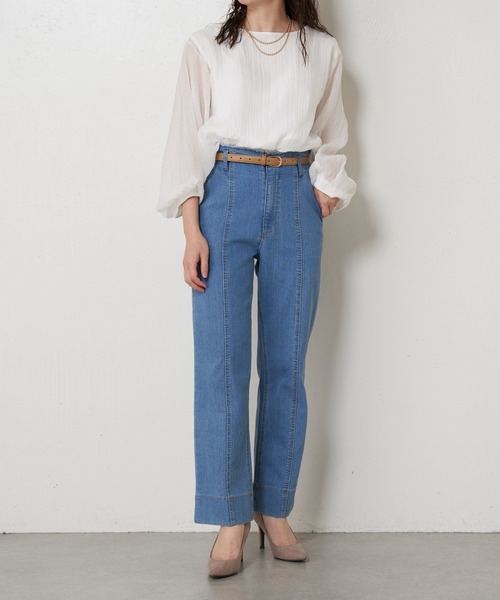 Jena espace merveilleux（ジェナ　エスパスメルヴェイユ）の「【累計販売7000本突破/革命デニム】センターシームデニムパンツ（デニムパンツ・レディース・ブルー/サックスブルー系/ネイビー・FREE）」の22枚目の写真