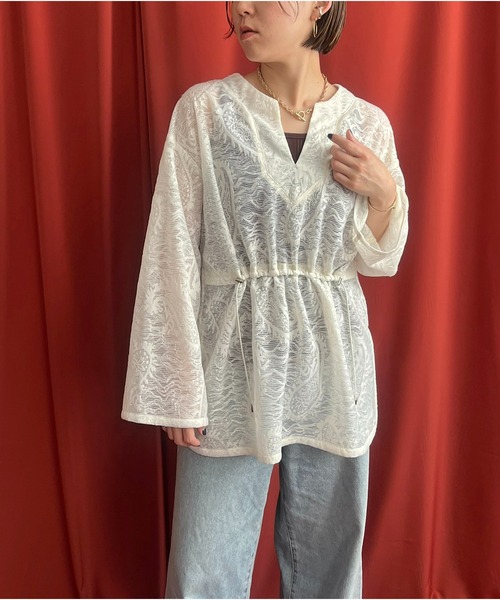 LHELBIE(レルビエ)の「シアーペイズリーチュニックプルオーバー(その他トップス・レディース・アイボリー/ブラック/オフホワイト・M)」の14枚目の写真