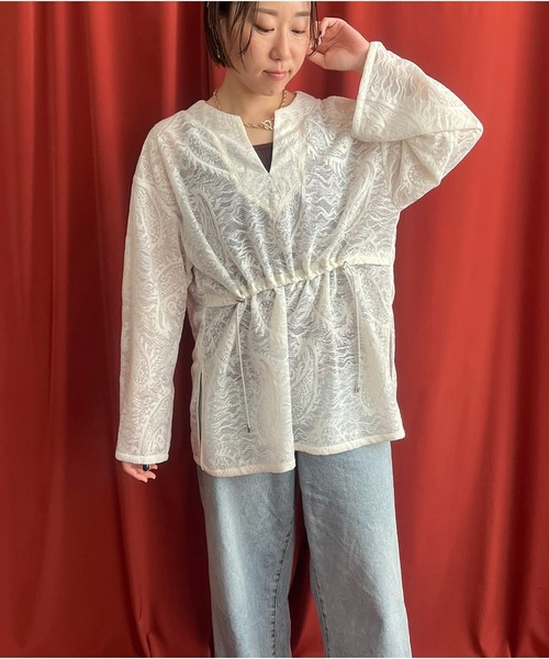 LHELBIE(レルビエ)の「シアーペイズリーチュニックプルオーバー(その他トップス・レディース・アイボリー/ブラック/オフホワイト・M)」の17枚目の写真