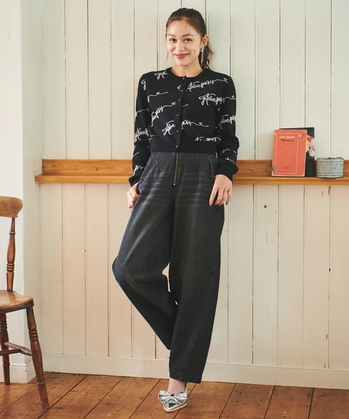 31 Sons de mode（トランテアン　ソン　ドゥ　モード）の「レタリングロゴカーディガン（カーディガン/ボレロ・レディース・ブラック/オフホワイト・フリー）」の6枚目の写真