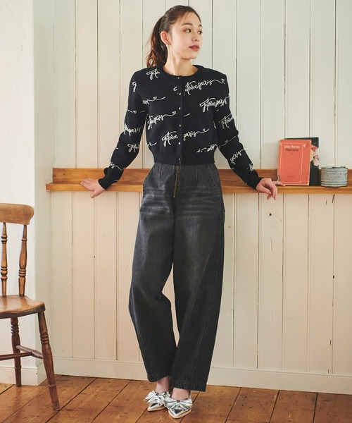 31 Sons de mode（トランテアン　ソン　ドゥ　モード）の「レタリングロゴカーディガン（カーディガン/ボレロ・レディース・ブラック/オフホワイト・フリー）」の4枚目の写真