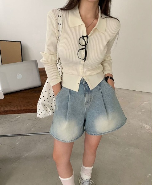 BEIDELLI（ベイデリー）の「[BELLIDE MADE] ビビッドカラーネックリブニットカーディガン（ニット/セーター・レディース・アイボリー/ブラック/レッド/ブラウン/ブルー/オリーブ・FREE）」の18枚目の写真