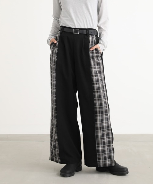 チェック切替ワイドパンツ』（その他パンツ）｜n'OrLABEL（ノアール