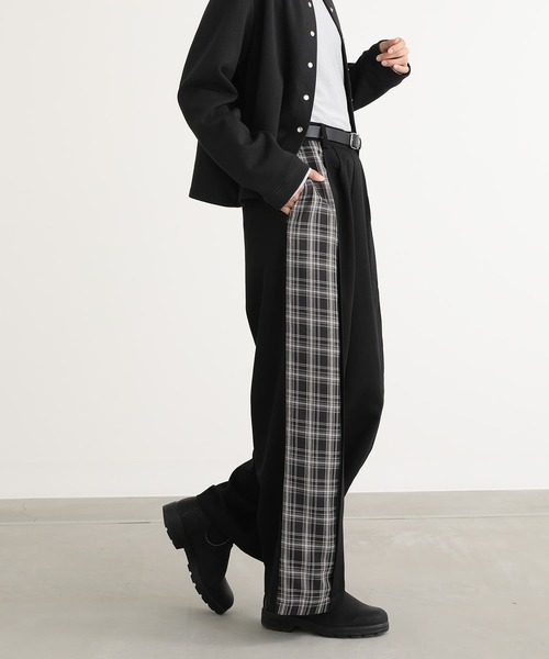 n'OrLABEL(ノアールレーベル)の「チェック切替ワイドパンツ(その他パンツ・レディース・ブラック/ブラウン・1/2)」の11枚目の写真