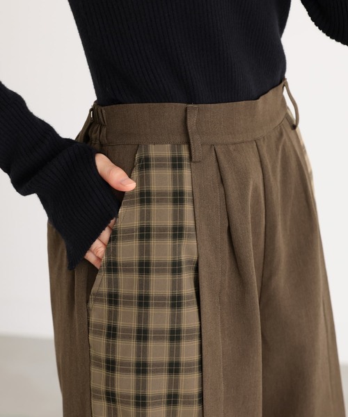 n'OrLABEL(ノアールレーベル)の「チェック切替ワイドパンツ(その他パンツ・レディース・ブラック/ブラウン・1/2)」の9枚目の写真