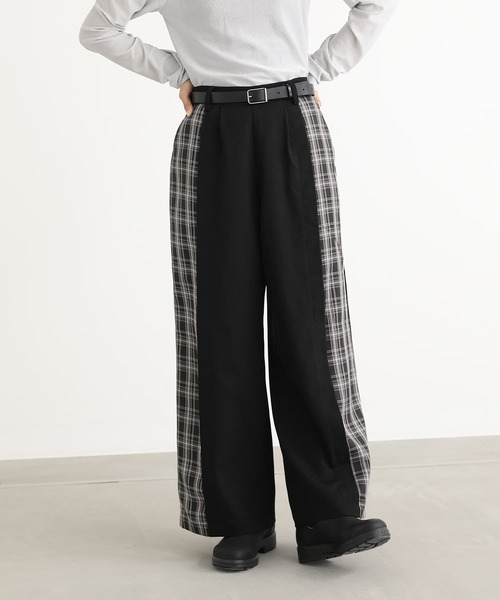 n'OrLABEL(ノアールレーベル)の「チェック切替ワイドパンツ(その他パンツ・レディース・ブラック/ブラウン・1/2)」の13枚目の写真