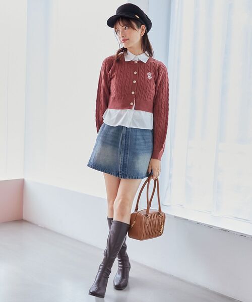 MAJESTIC LEGON（マジェスティックレゴン）の「2wayラップミニスカート（デニムスカート・レディース・ブルー系その他2/ブラウン・MEDIUM）」の5枚目の写真