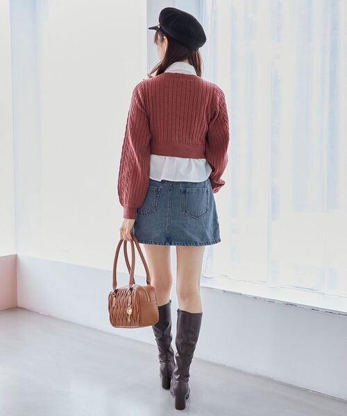 MAJESTIC LEGON（マジェスティックレゴン）の「2wayラップミニスカート（デニムスカート・レディース・ブルー系その他2/ブラウン・MEDIUM）」の7枚目の写真