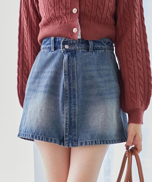 MAJESTIC LEGON（マジェスティックレゴン）の「2wayラップミニスカート（デニムスカート・レディース・ブルー系その他2/ブラウン・MEDIUM）」の8枚目の写真