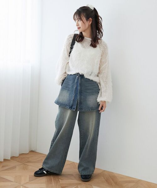 MAJESTIC LEGON（マジェスティックレゴン）の「2wayラップミニスカート（デニムスカート・レディース・ブルー系その他2/ブラウン・MEDIUM）」の12枚目の写真