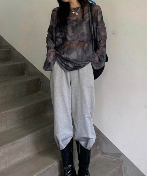 Ritzy（リッツィー）の「長袖 ニュアンス柄シアートップス（Tシャツ/カットソー・レディース・グレー・FREE）」の6枚目の写真