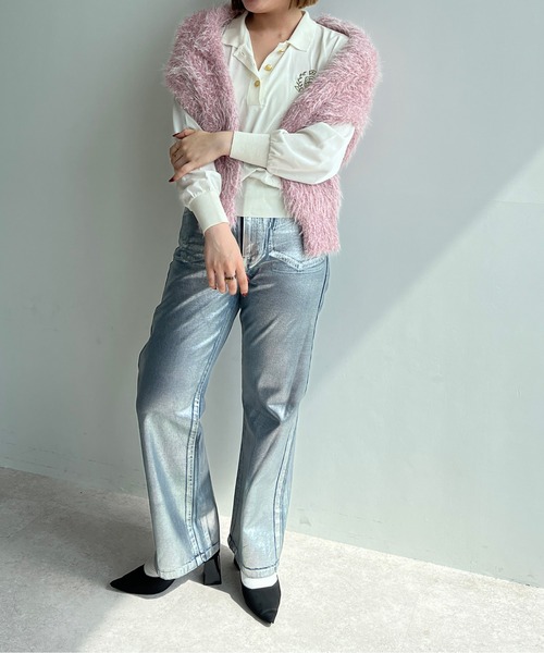 ELLEgirl（エルガール）の「箔ストレートデニムパンツ【ELLEgirl/エル ガール】（デニムパンツ・レディース・インディゴブルー・S/M/L）」の18枚目の写真