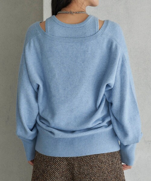FREAK'S STORE(フリークスストア)の「FREAK’S STORE/フリークスストア The Yarn. ニットタンク レイヤードプルオーバー/ Vネックニット アンサンブル(ニット/セーター・レディース・ライトグレー/ブルー・フリ-)」の19枚目の写真