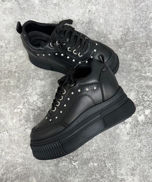 セール】厚底 インヒール入り ビジューパーツ スニーカー 6434