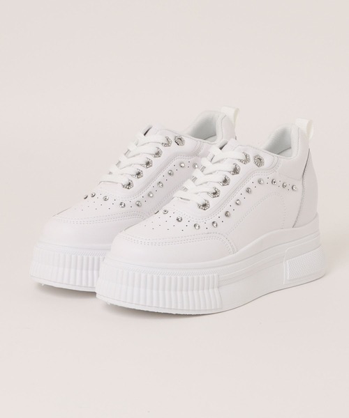 Shoes in Closet(シューズインクローゼット)の「【完売サイズ予約販売開始】厚底 インヒール入り ビジューパーツ スニーカー 6434(スニーカー・レディース・ブラック/ホワイト・M/L/LL/S/3L)」の16枚目の写真