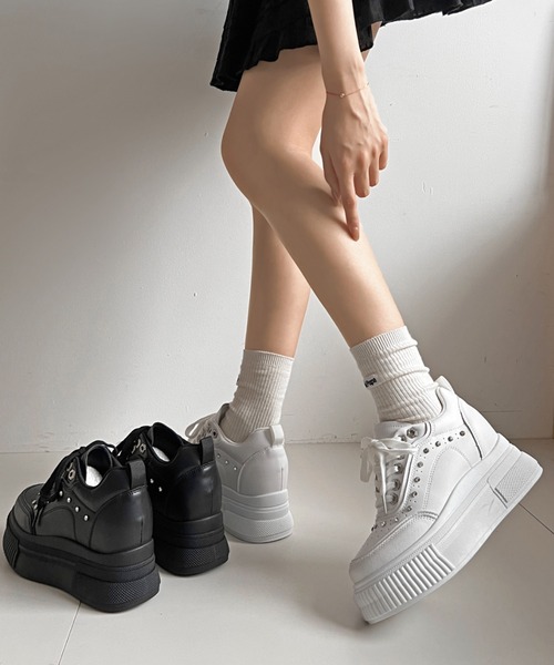 厚底 インヒール入り ビジューパーツ スニーカー 6434（スニーカー