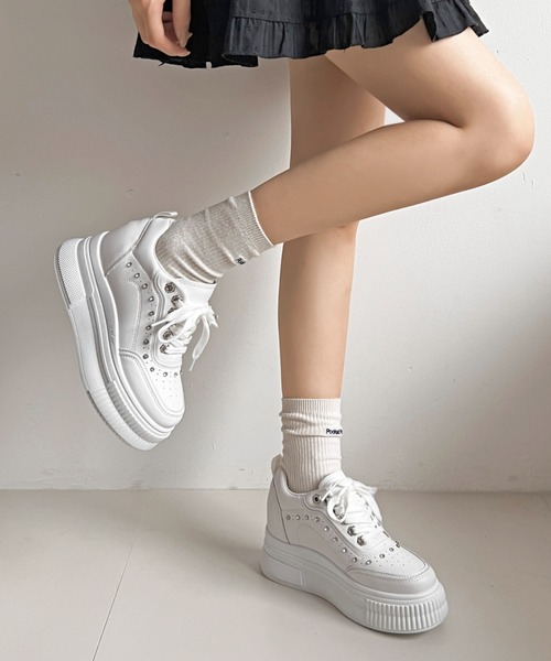 セール】厚底 インヒール入り ビジューパーツ スニーカー 6434