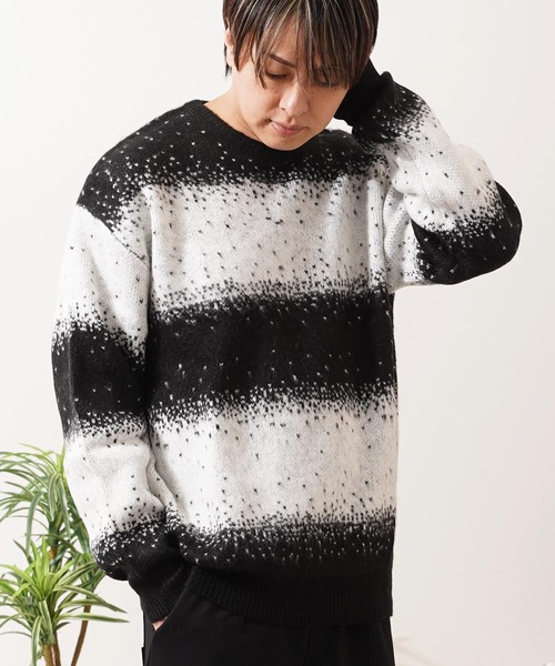 1111clothing(ワンフォークロージング)の「モヘアライク 総柄 クルーネック ニット / Mohaalike Crew Neck Knit / オーバーサイズ クルーニット(ニット/セーター・メンズ・B/G/I/A/H/C/D/E/F/J/K/L/M・M/L)」の10枚目の写真