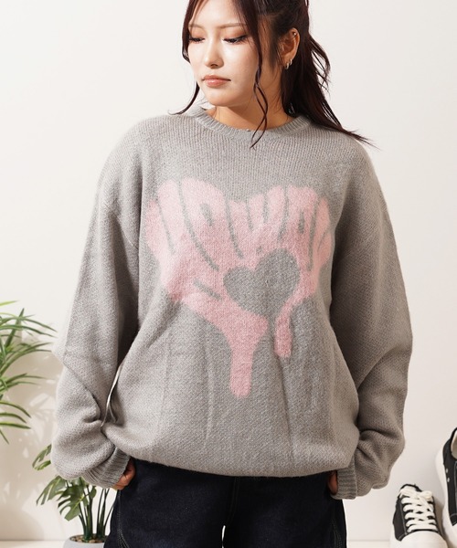 1111clothing(ワンフォークロージング)の「モヘアライク 総柄 クルーネック ニット / Mohaalike Crew Neck Knit / オーバーサイズ クルーニット(ニット/セーター・メンズ・B/G/I/A/H/C/D/E/F/J/K/L/M・M/L)」の12枚目の写真