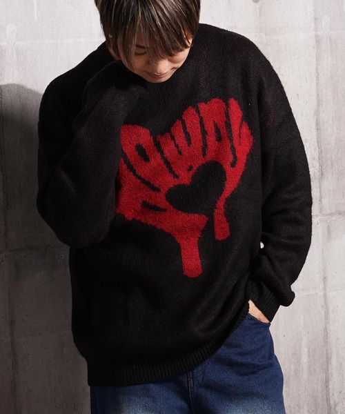 1111clothing(ワンフォークロージング)の「モヘアライク 総柄 クルーネック ニット / Mohaalike Crew Neck Knit / オーバーサイズ クルーニット(ニット/セーター・メンズ・B/G/I/A/H/C/D/E/F/J/K/L/M・M/L)」の13枚目の写真