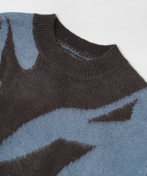 1111clothing(ワンフォークロージング)の「モヘアライク 総柄 クルーネック ニット / Mohaalike Crew Neck Knit / オーバーサイズ クルーニット(ニット/セーター・メンズ・B/G/I/A/H/C/D/E/F/J/K/L/M・M/L)」の16枚目の写真