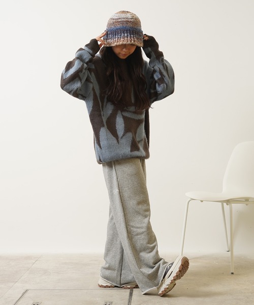 1111clothing(ワンフォークロージング)の「モヘアライク 総柄 クルーネック ニット / Mohaalike Crew Neck Knit / オーバーサイズ クルーニット(ニット/セーター・メンズ・B/G/I/A/H/C/D/E/F/J/K/L/M・M/L)」の22枚目の写真
