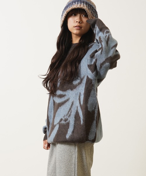 1111clothing(ワンフォークロージング)の「モヘアライク 総柄 クルーネック ニット / Mohaalike Crew Neck Knit / オーバーサイズ クルーニット(ニット/セーター・メンズ・B/G/I/A/H/C/D/E/F/J/K/L/M・M/L)」の19枚目の写真