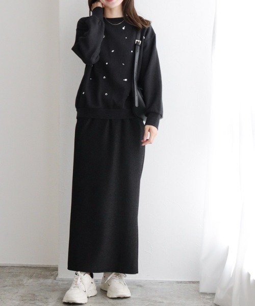 Pierrot(ピエロ)の「ビジュースウェット(スウェット・レディース・ブラック/杢グレー・M/L)」の10枚目の写真