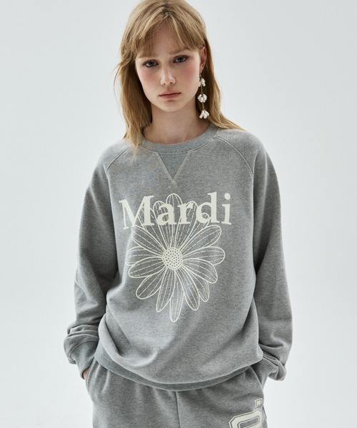 Mardi Mercredi(マルディメクルディ)の「【Renewal】SWEATSHIRT RAGLAN FLOWERMARDI / スウェットシャツ ラグラン フラワーマルディ(スウェット・レディース・ブラック×ピンク/レッド/ネイビー/グレー・FREE)」の1枚目の写真