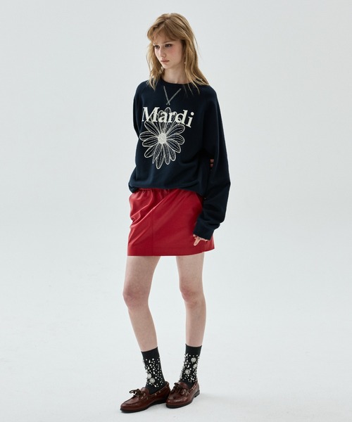 Mardi Mercredi(マルディメクルディ)の「【Renewal】SWEATSHIRT RAGLAN FLOWERMARDI / スウェットシャツ ラグラン フラワーマルディ(スウェット・レディース・ブラック×ピンク/レッド/ネイビー/グレー・FREE)」の10枚目の写真