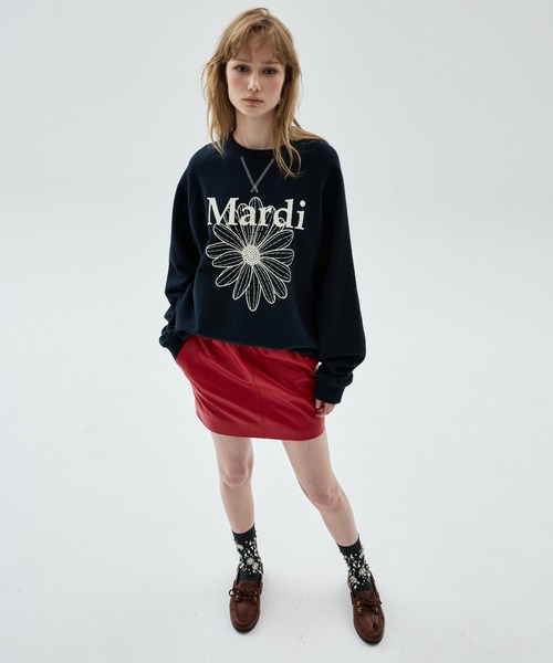 Mardi Mercredi(マルディメクルディ)の「【Renewal】SWEATSHIRT RAGLAN FLOWERMARDI / スウェットシャツ ラグラン フラワーマルディ(スウェット・レディース・ブラック×ピンク/レッド/ネイビー/グレー・FREE)」の11枚目の写真