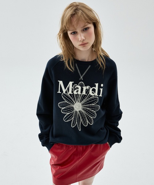 Mardi Mercredi(マルディメクルディ)の「【Renewal】SWEATSHIRT RAGLAN FLOWERMARDI / スウェットシャツ ラグラン フラワーマルディ(スウェット・レディース・ブラック×ピンク/レッド/ネイビー/グレー・FREE)」の7枚目の写真