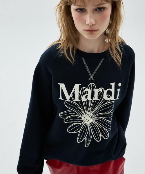 Mardi Mercredi(マルディメクルディ)の「【Renewal】SWEATSHIRT RAGLAN FLOWERMARDI / スウェットシャツ ラグラン フラワーマルディ(スウェット・レディース・ブラック×ピンク/レッド/ネイビー/グレー・FREE)」の9枚目の写真