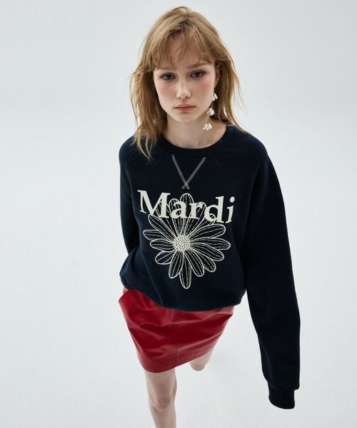 Mardi Mercredi(マルディメクルディ)の「【Renewal】SWEATSHIRT RAGLAN FLOWERMARDI / スウェットシャツ ラグラン フラワーマルディ(スウェット・レディース・ブラック×ピンク/レッド/ネイビー/グレー・FREE)」の8枚目の写真