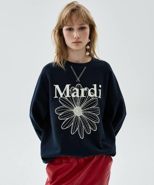 Mardi Mercredi(マルディメクルディ)の「【Renewal】SWEATSHIRT RAGLAN FLOWERMARDI / スウェットシャツ ラグラン フラワーマルディ(スウェット・レディース・ブラック×ピンク/レッド/ネイビー/グレー・FREE)」の6枚目の写真