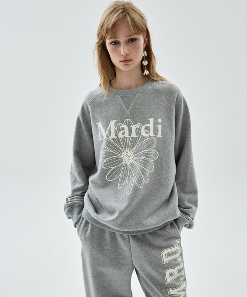 Mardi Mercredi(マルディメクルディ)の「【Renewal】SWEATSHIRT RAGLAN FLOWERMARDI / スウェットシャツ ラグラン フラワーマルディ(スウェット・レディース・ブラック×ピンク/レッド/ネイビー/グレー・FREE)」の12枚目の写真